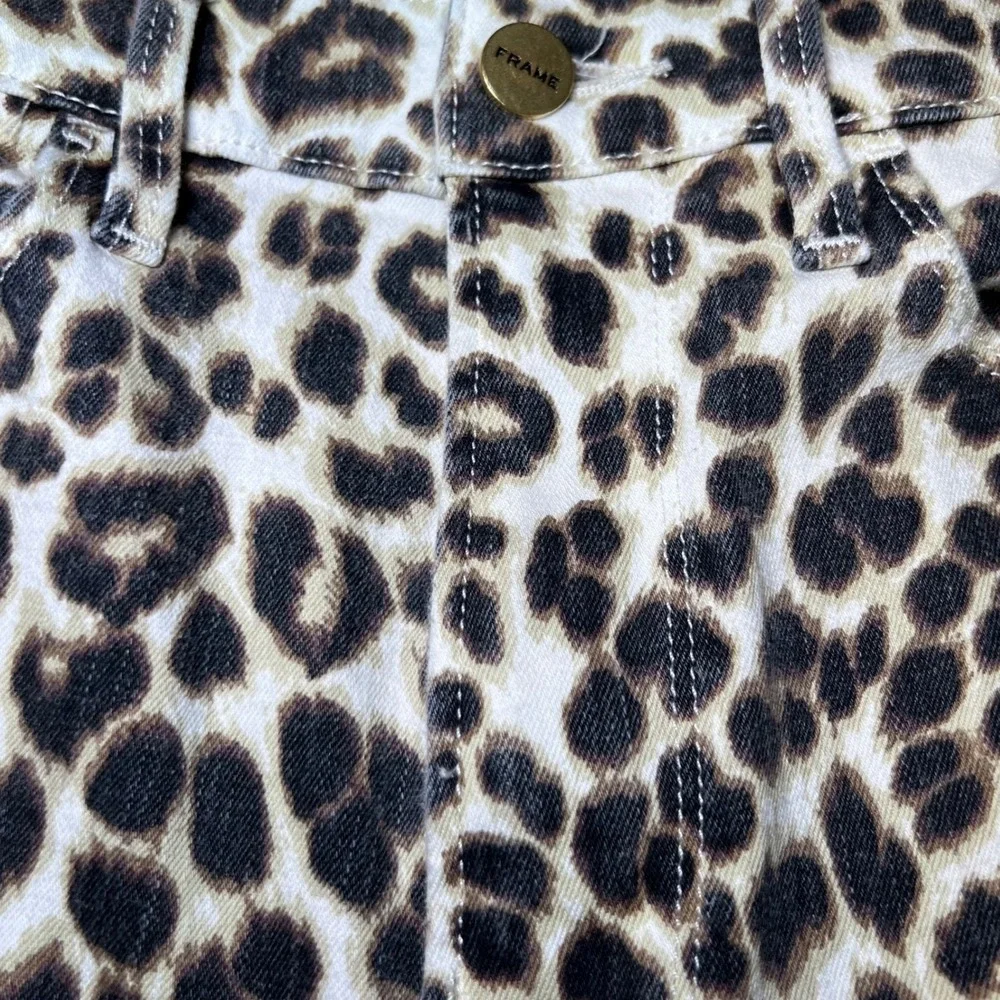 Frame‎ Womens Size 27 Ali High Rise Cigarette Leopard Print Jeans Trendy Chic